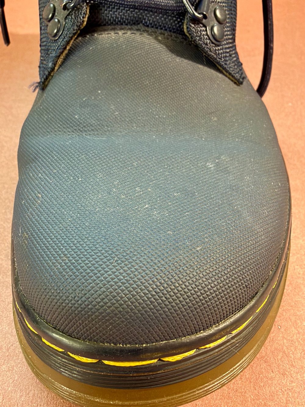 Dr. Martens Navy Blue Tech Vinyl and Canvas Lace-Up Work Boots - Picture 6 of 9